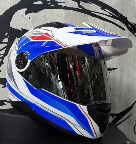 Casco Abatible Cross/Strret Tech X2  TX 909 AZUL - Moto Helmets  -  - Abatibles, Cascos, Doble Propósito