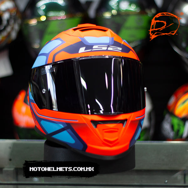 Casco Integral LS2 Storm II Faster Azul Naranja Mate FF800