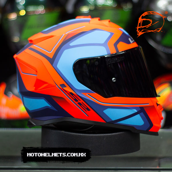 Casco Integral LS2 Storm II Faster Azul Naranja Mate FF800