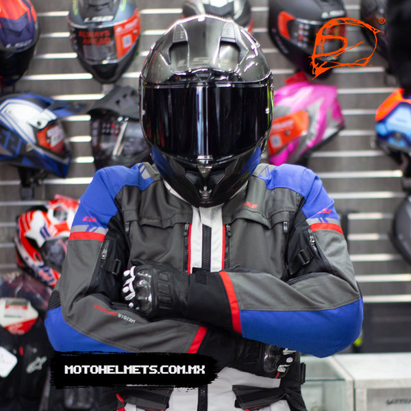 Chamarra de Moto LS2 Norway Azul Negro Gris Rojo
