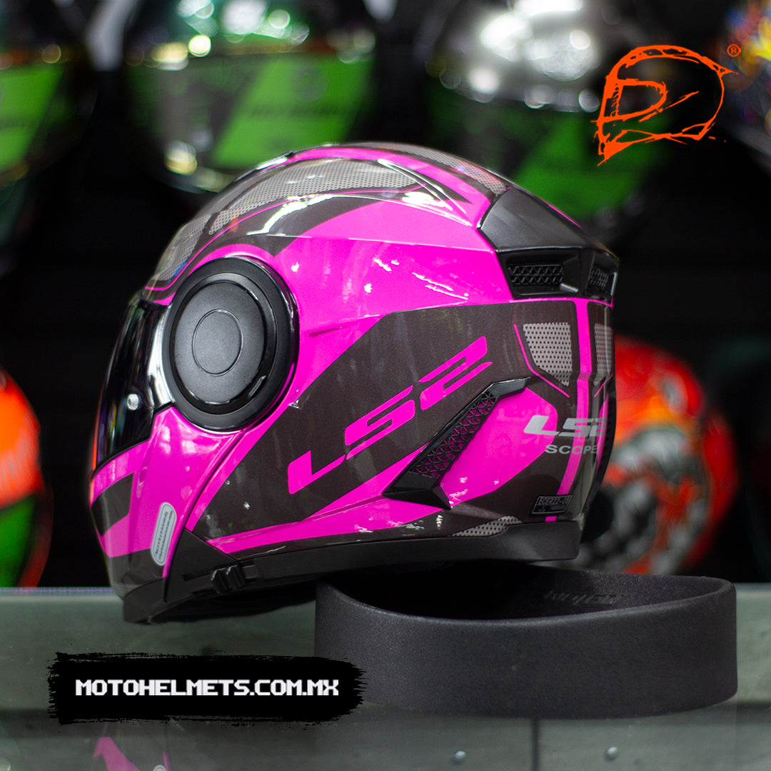 Casco Abatible LS2 Scope II Axis Con Pinlock Negro Rosa  FF902