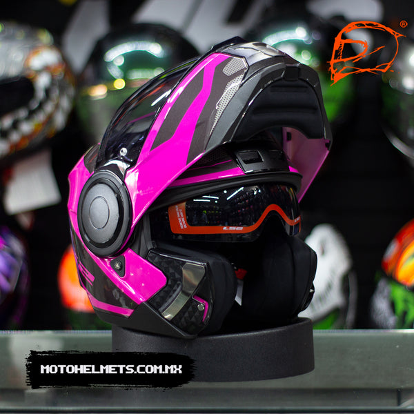 Casco Abatible LS2 Scope II Axis Con Pinlock Negro Rosa  FF902